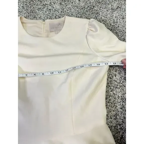 Gal Meets Glam Celeste Fit to Flare Pleated Dress, Sz 6 Cream Old Money Classic - Picture 9 of 15